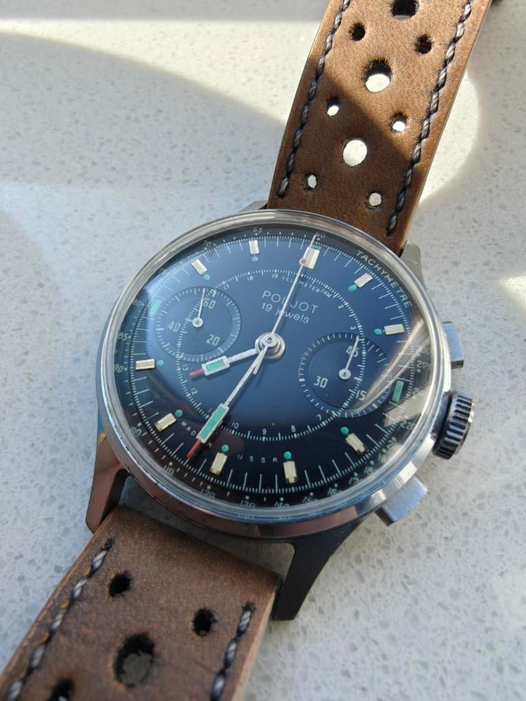 Vintage Poljot Strela chronograph horloge, Overige merken, Staal, Met bandje, Polshorloge