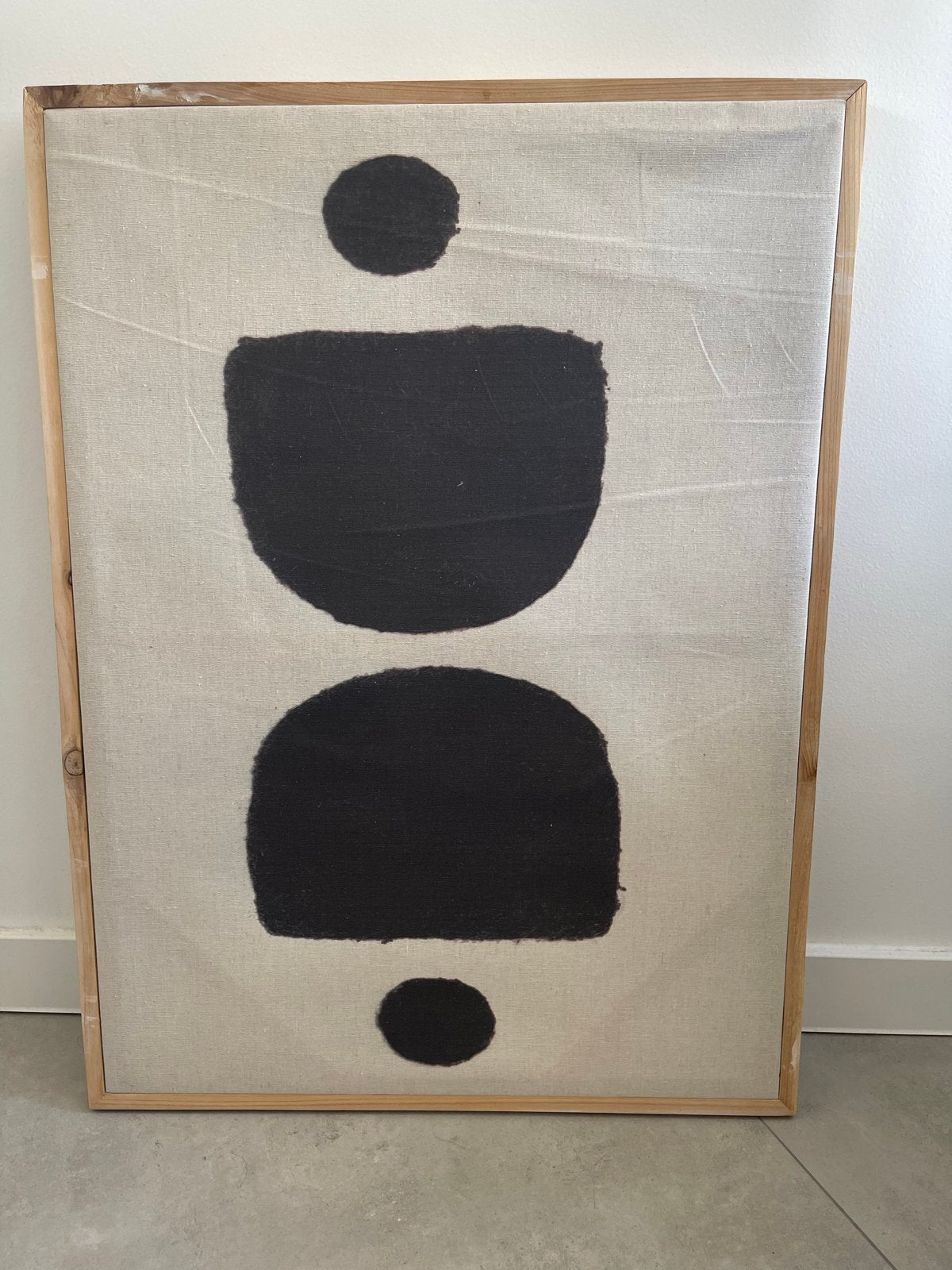Huus abstract zwart-wit doek met lijst, 79x59 cm, Ophalen