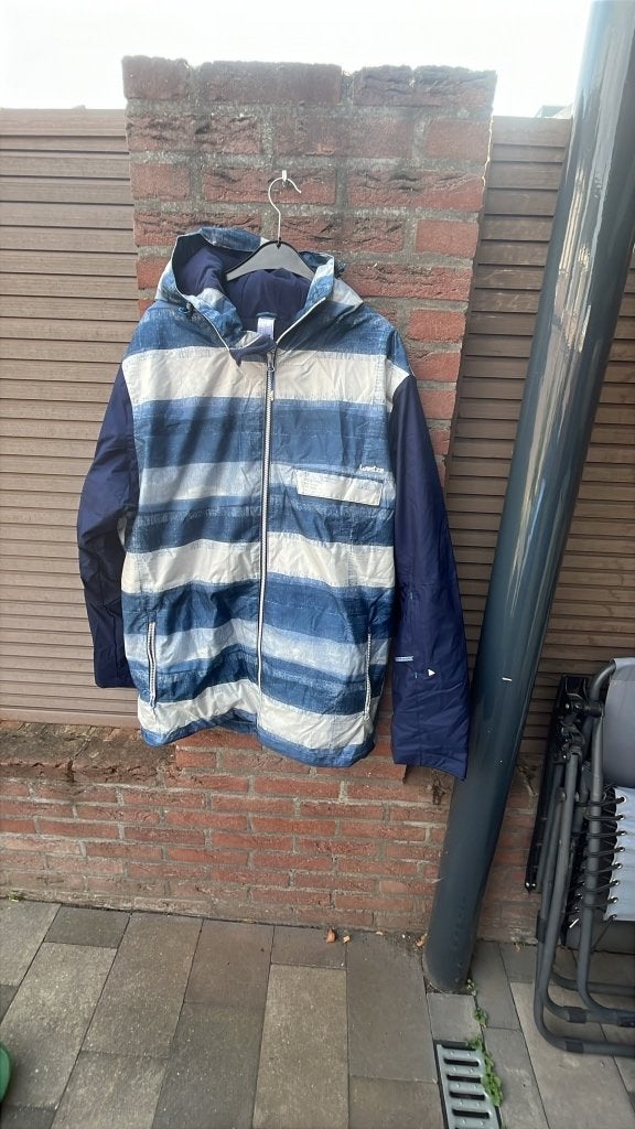 Blauw/witte ski jas, Maat 56/58 (XL), Ophalen of Verzenden, Zo goed als nieuw, Jack