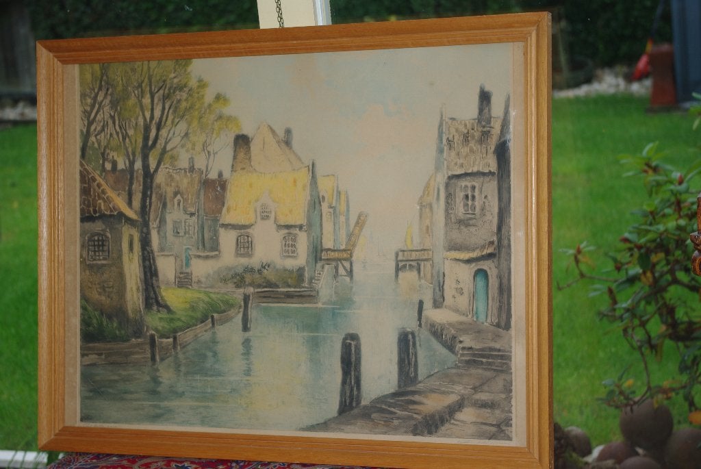 Hollands grachten pand, Ophalen of Verzenden, Achter glas