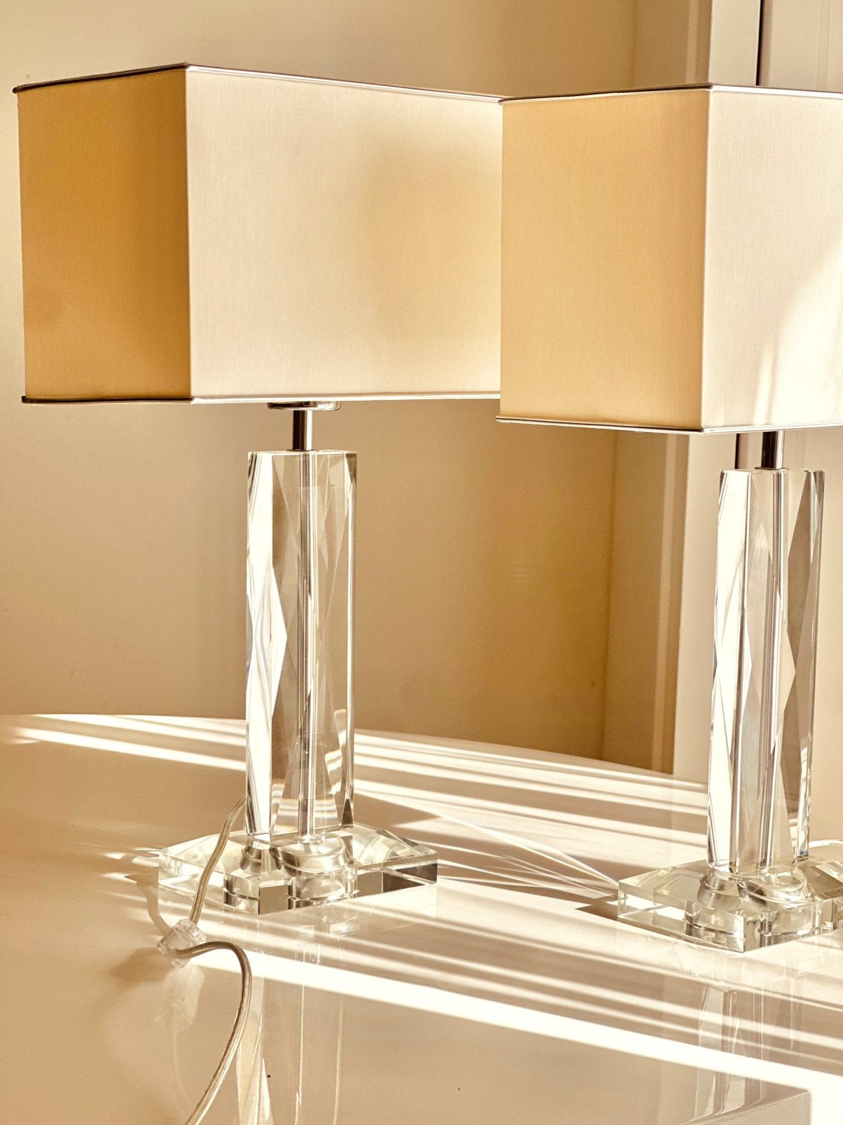 Tafellamp Glas Set Inclusief Lampenkap Kristal, 41 cm, Overige typen, Met kap, Overige kleuren