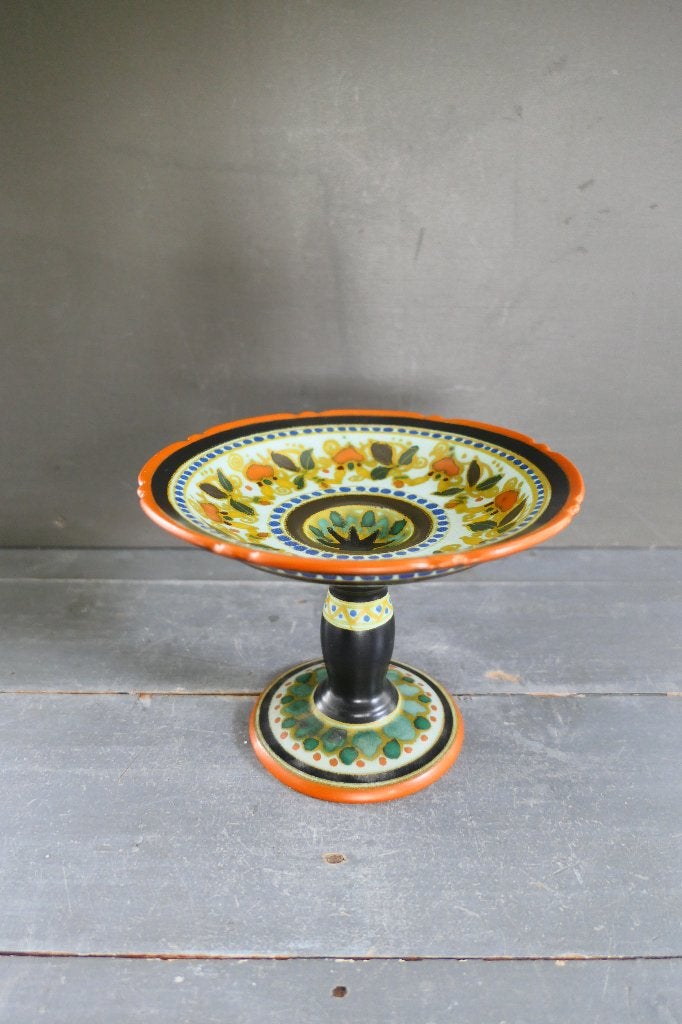 Art Deco Flora Plateel schaal op voet Arnhem Holland, Verzenden