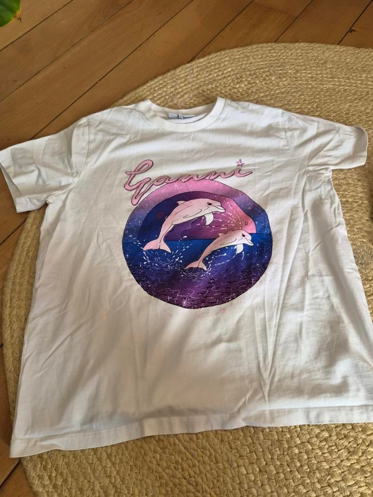 Ganni T-shirt met dolfijnenprint, Kleding | Dames, T-shirts, Maat 38/40 (M), Wit, Ganni, Ophalen of Verzenden