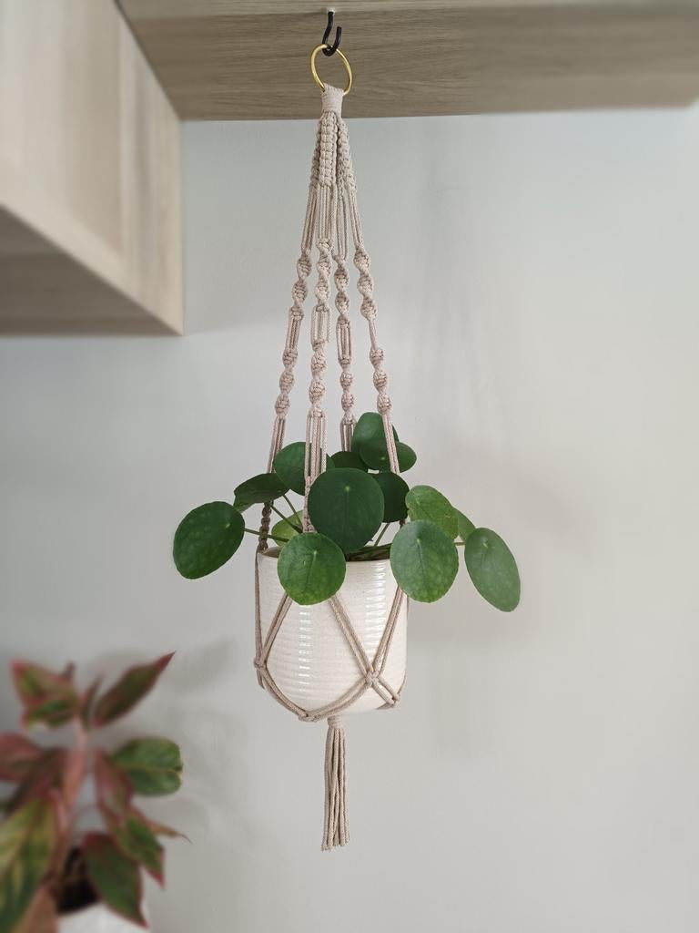 Macramé plantenhanger, Ophalen of Verzenden, Nieuw, Beige