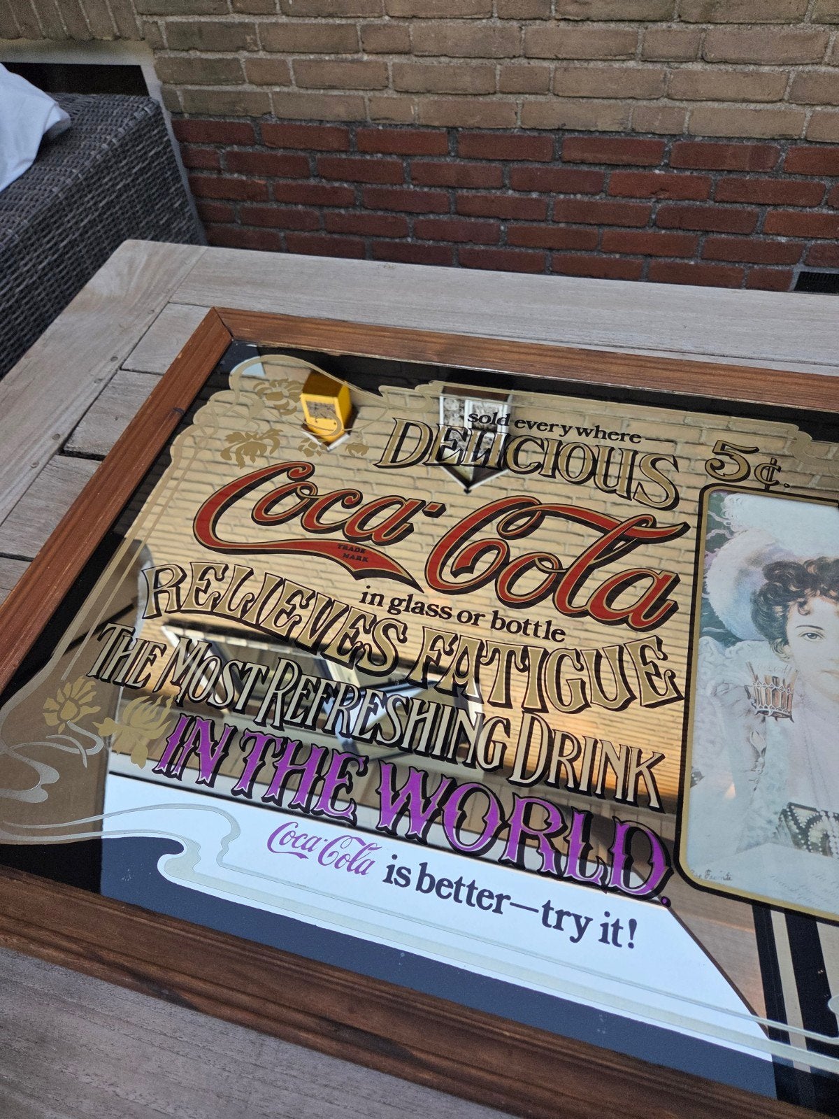 Originele Antieke Coca Cola Spiegel, Antiek en Kunst, Ophalen of Verzenden