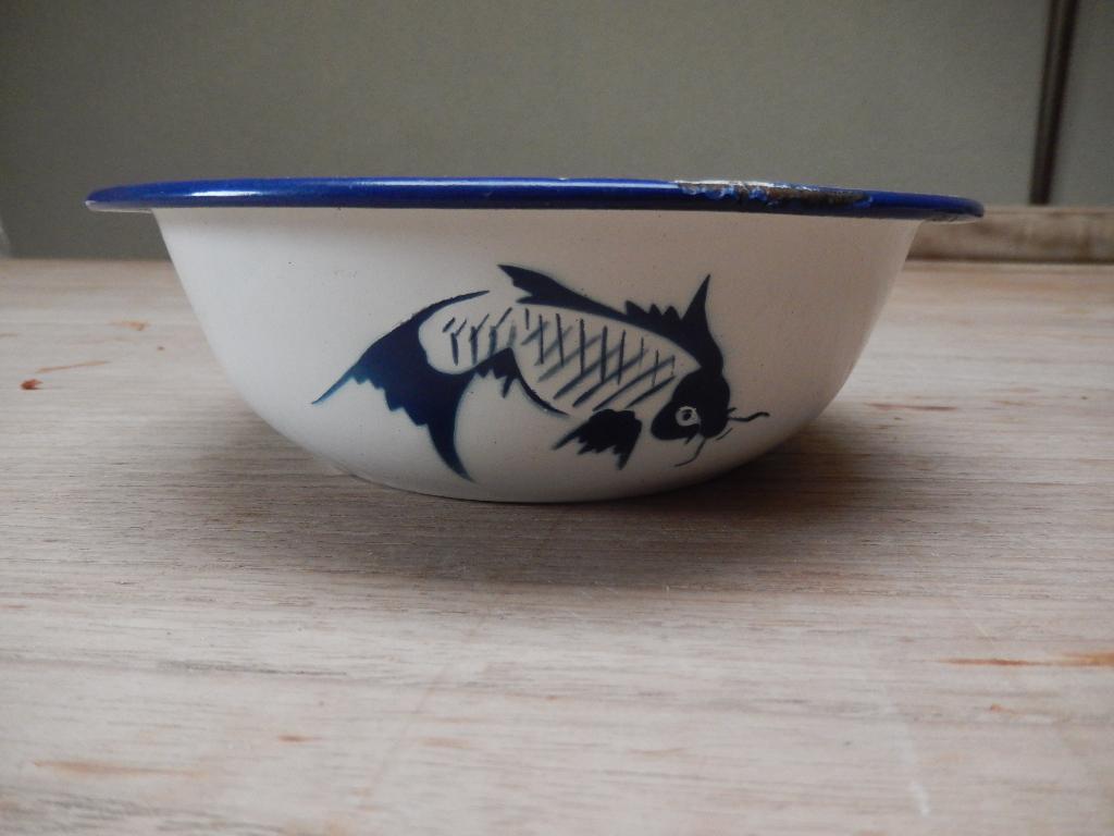 Vintage Butterfly Brand emaillen koi vis schaaltje/kommetje, Antiek en Kunst, Ophalen of Verzenden