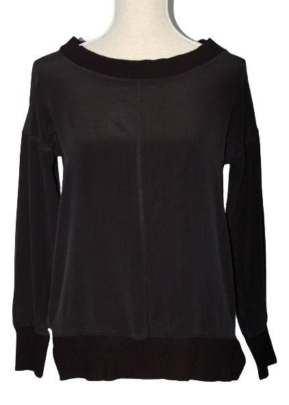Anine Bing truitje, 100% zijde top, zwart, Mt. S, Kleding | Dames, Tops, Verzenden, Zwart, Zo goed als nieuw, Lange mouw