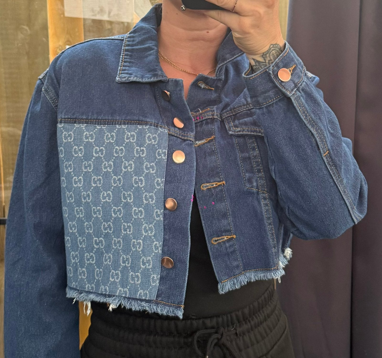 Upcycled nieuw spijkerjasje mt M, Ophalen of Verzenden, Nieuw, Maat 38/40 (M), Blauw