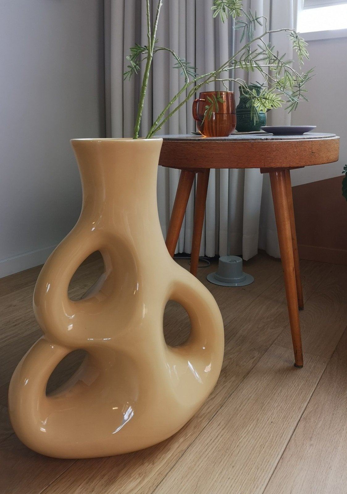 Pols Potten Beige Vaas - Groot - Three Ears, Met patroon/structuur, Beige, Ophalen of Verzenden, Zo goed als nieuw