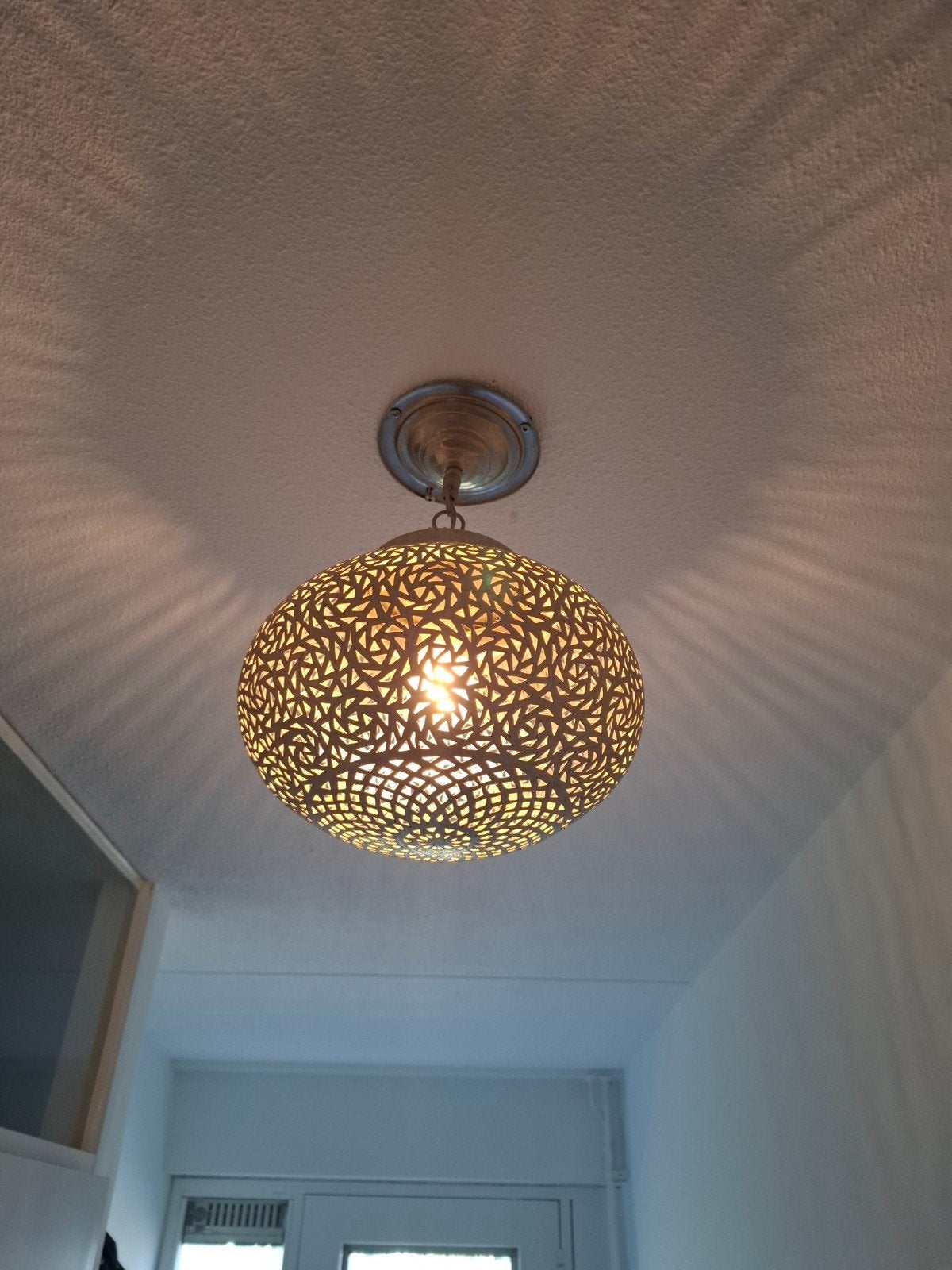 Oosterse hanglamp met sfeervol lichtpatroon, Zo goed als nieuw, Metaal, Oosters, Sfeervol, Decoratief, E27 (groot)