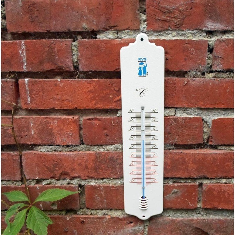 Mooie geëmailleerde RVS reclame wandthermometer, Ophalen of Verzenden