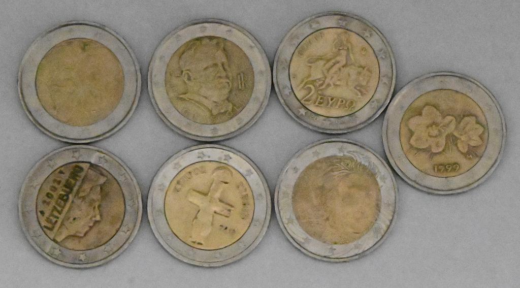 7 x 2 Euro munten (Div. Landen), Ophalen of Verzenden, Vóór koninkrijk, Euro's