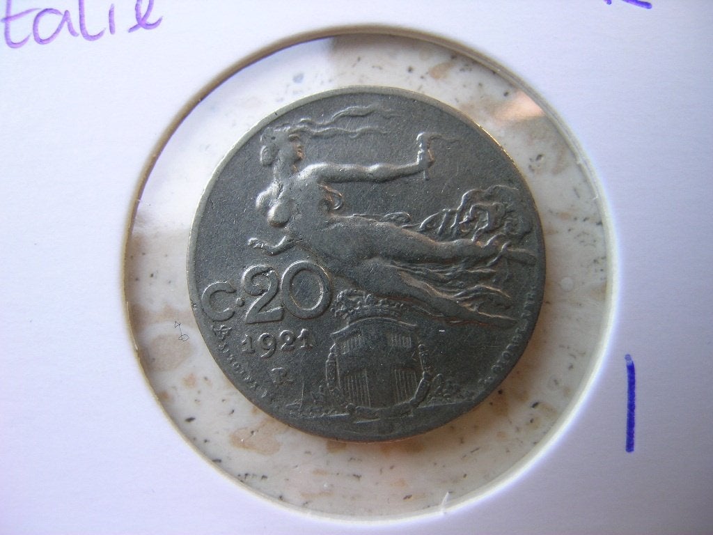 20 Centesimi 1921 Italie (nr 1), Ophalen of Verzenden, Italië, Losse munt