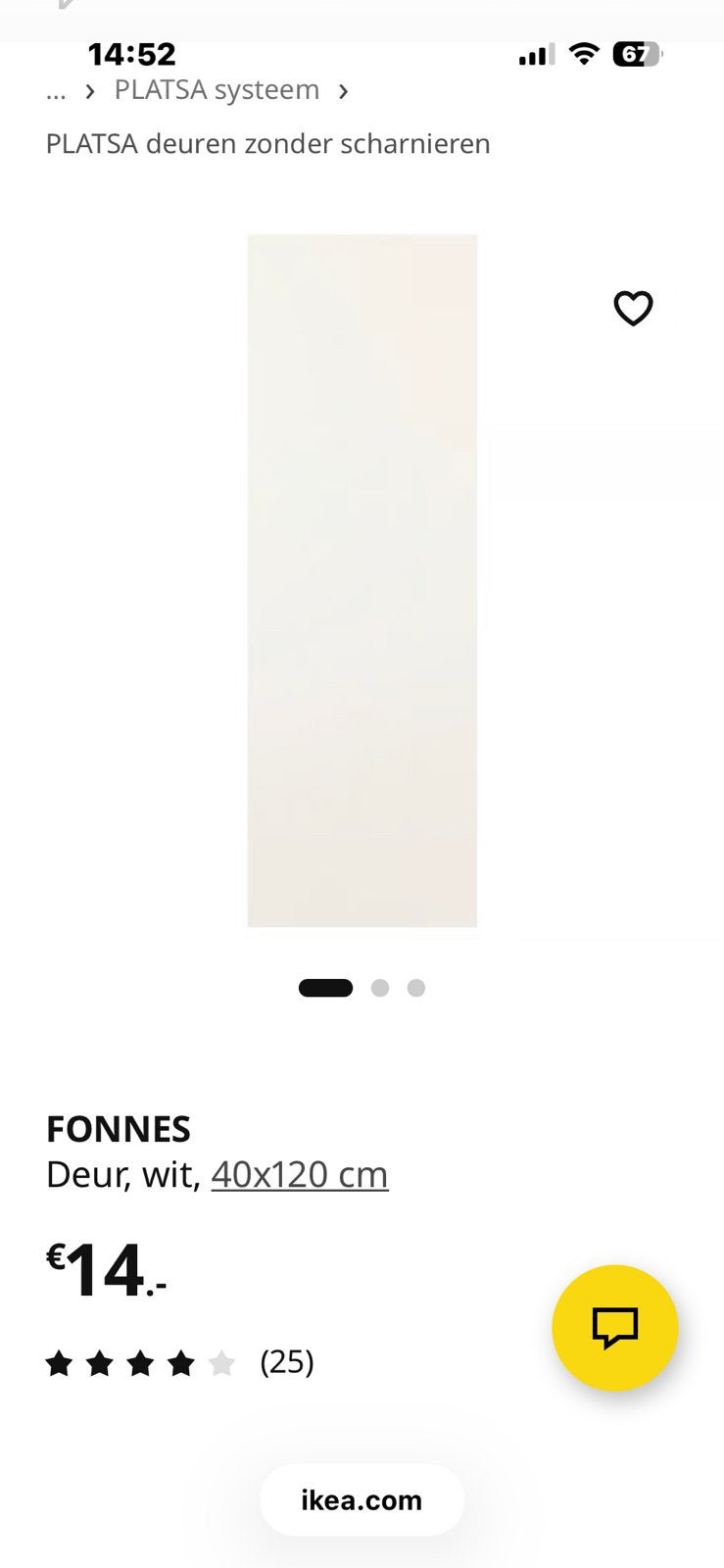 Gezocht fonnes deur 40 x 120 wit, Ophalen, Zo goed als nieuw, 25 tot 50 cm, 100 tot 150 cm