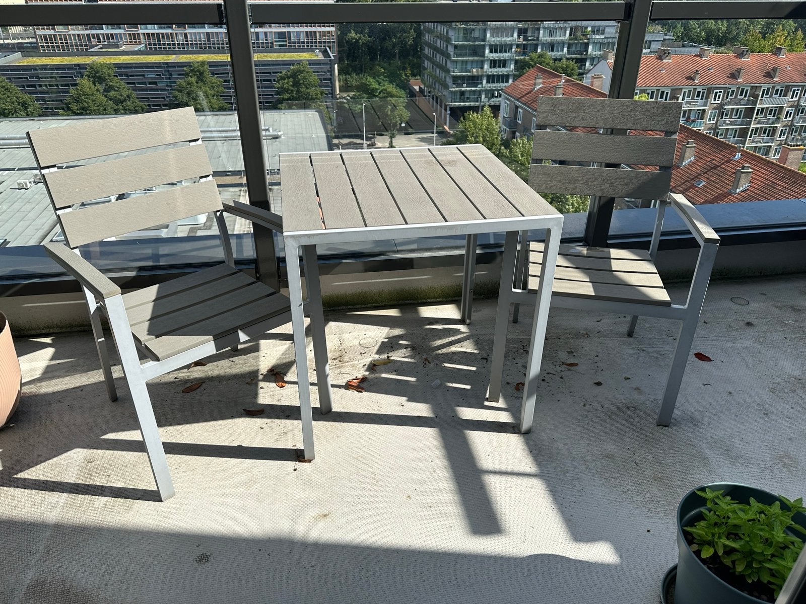 Home24 balcony/patio set – table + 2 chairs, Gebruikt, Eettafel, Aluminium, Tuinset