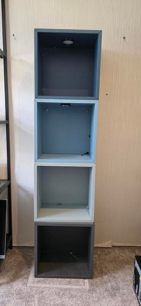 Set van 4 vierkante wandkasten met verlichting, Ophalen, Gebruikt, Minder dan 150 cm, Minder dan 100 cm