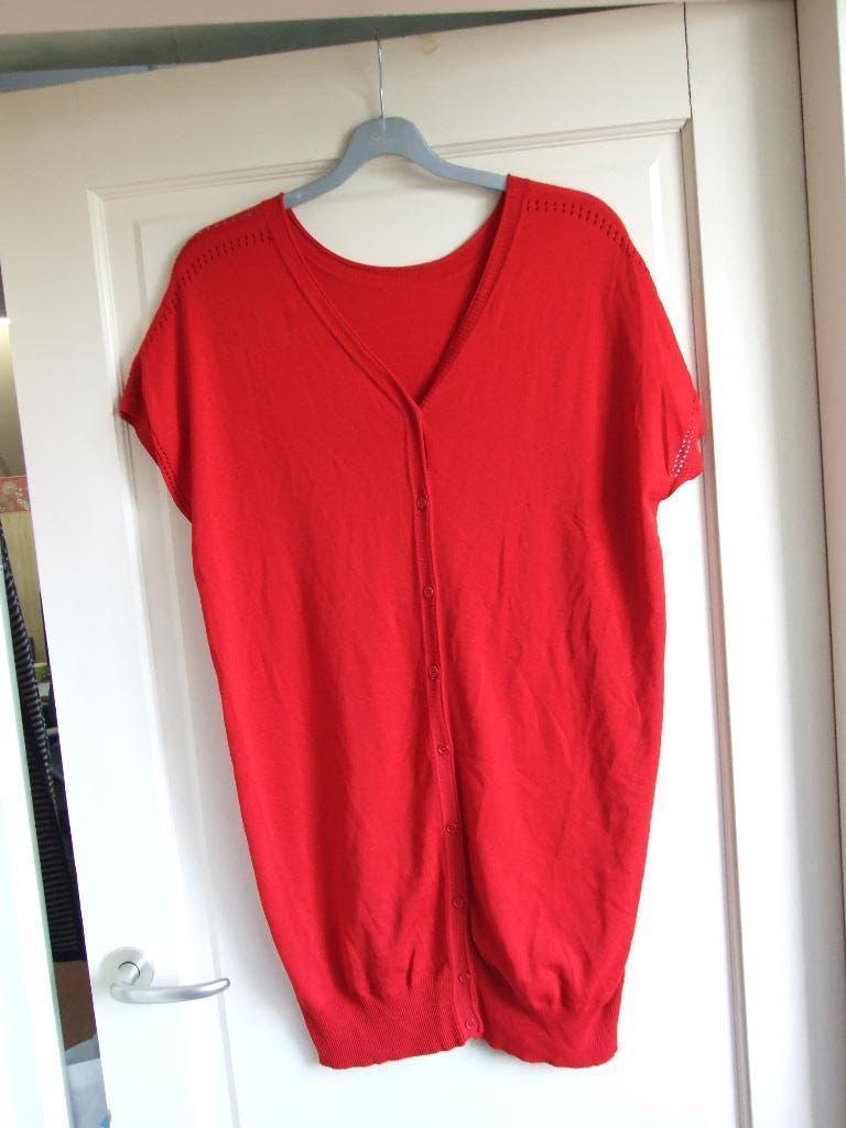 Lang rood vest met korte mouw 44, Kleding | Dames, Truien en Vesten, Ophalen of Verzenden, Nieuw, Maat 42/44 (L), Rood