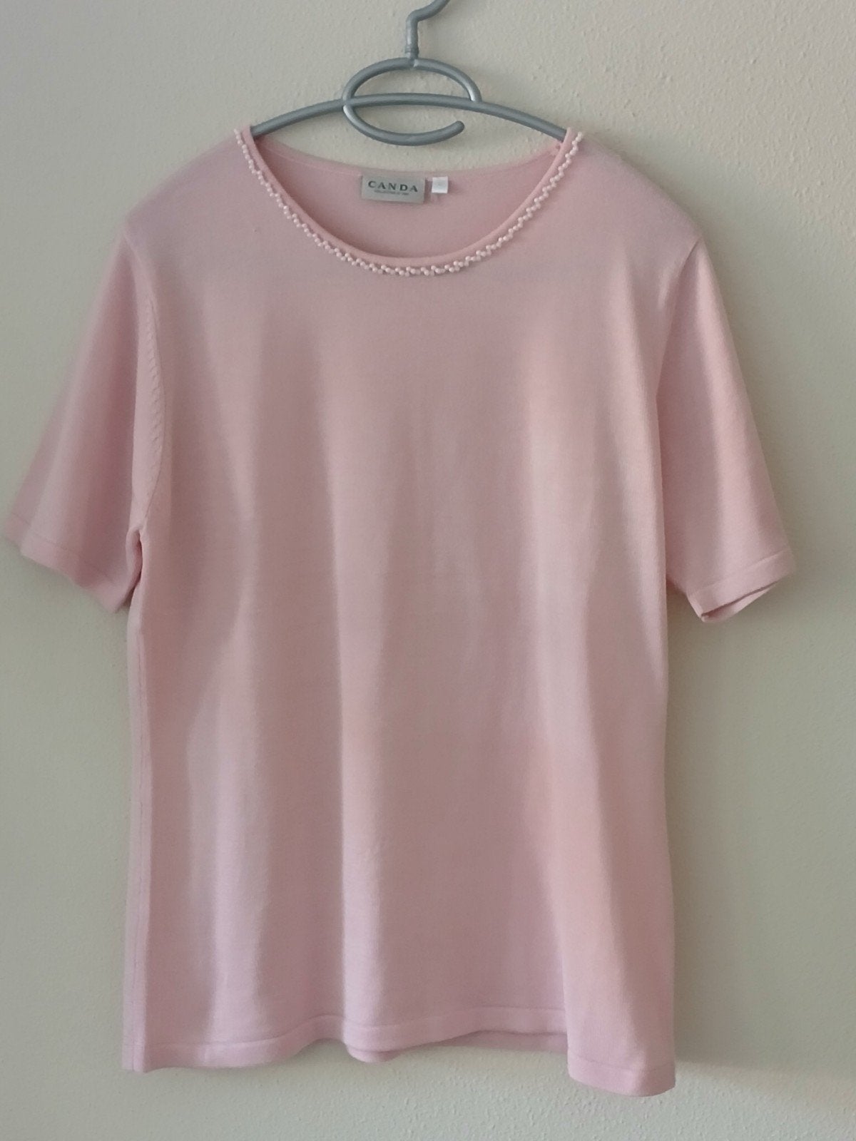 Mooi roze truitje met pareltjes, Maat 38/40 (M), Ophalen of Verzenden, Zo goed als nieuw, Korte mouw