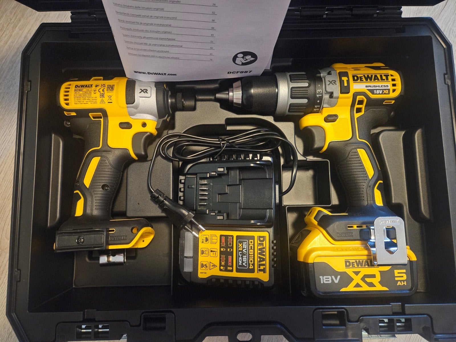DeWalt DCK755P3T XR Accu Boor- en Schroefmachine Set, 600 watt of meer, Ophalen of Verzenden, Klopboormechanisme, Zo goed als nieuw