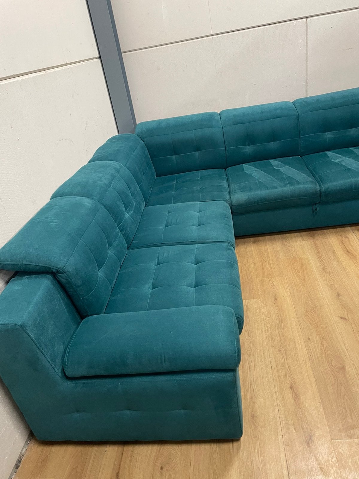 Mooie luxe blauw groen turquoise slaapbank - GEREINIGD!!!, Huis en Inrichting, Ophalen, 250 tot 300 cm, Luxe, Hoekbank