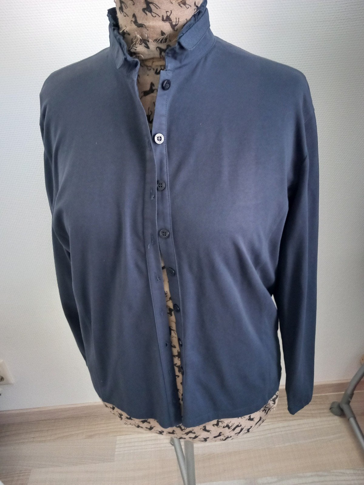 blauwe tricot blouse 46/48 susskind, Blauw, Maat 46/48 (XL) of groter, Ophalen of Verzenden, Zo goed als nieuw