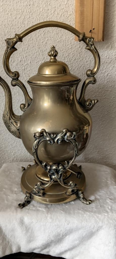 Vintage Koperen Theepot op Standaard met Brander, Antiek en Kunst, Antiek | Koper en Brons, Ophalen of Verzenden