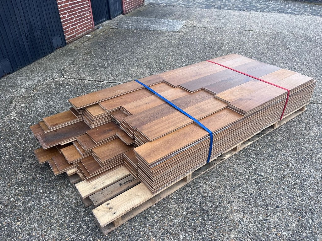 Eiken vloerplanken, multiplank, 33,8 m2, vloer,, Ophalen, Gebruikt, 50 tot 150 cm, 10 m² of meer