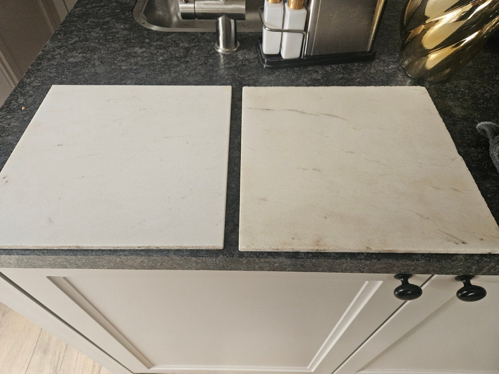 35 Witte marmeren tegels - 30x30x0.10, Ophalen, 40 tot 60 cm, Gebruikt, 40 tot 60 cm