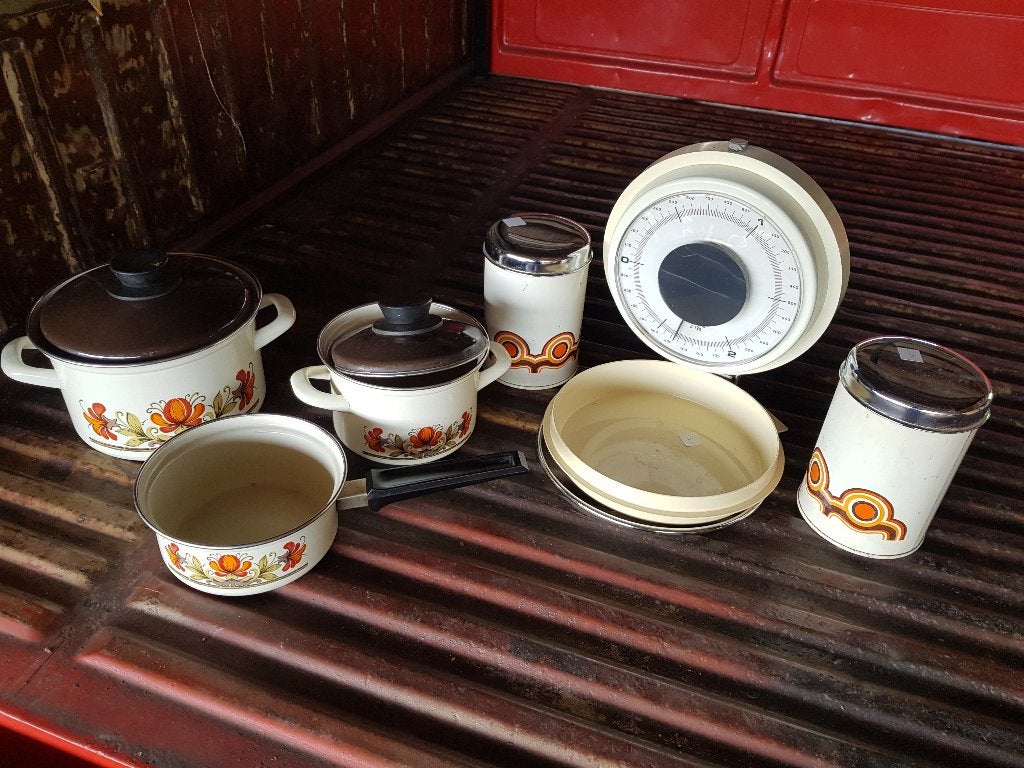 Vintage wit Brabantia keukenbenodigdheden pannen weegschaal, Ophalen of Verzenden, Wit, Overige materialen, Brabantia