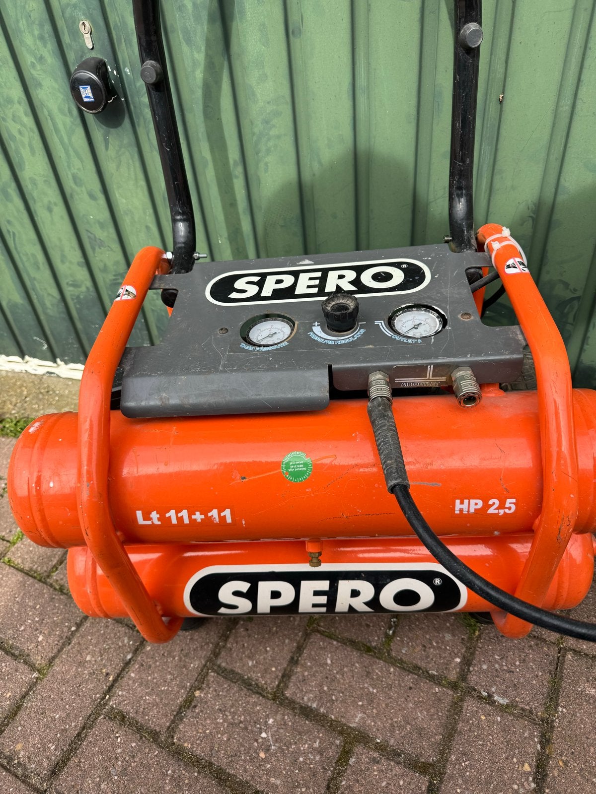 Spero Compressor Lt 11+11 HP 2.5 met haspel, Doe-het-zelf en Verbouw, Compressors, Ophalen, Gebruikt, 10 bar of meer, 25 tot 100 liter