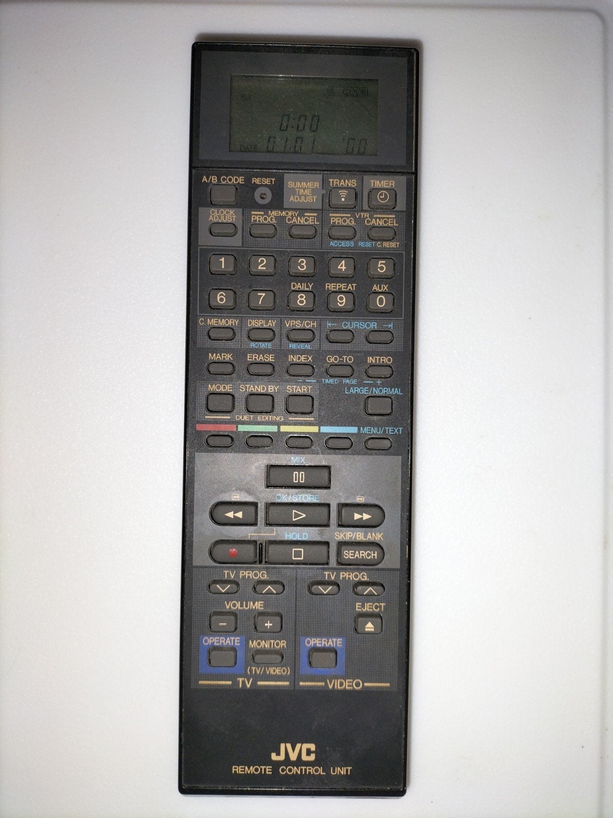 JVC PQ10884 Vintage Afstandsbediening voor VHS (o.a. HR-D), Gebruikt, Vhs, Ophalen of Verzenden, Origineel