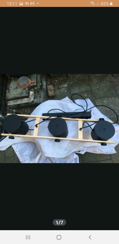 Eglo hanglamp 3-lichts hornwood - zwart-goud, Ophalen, Inclusief lichtbron, Modern, E27 (groot)