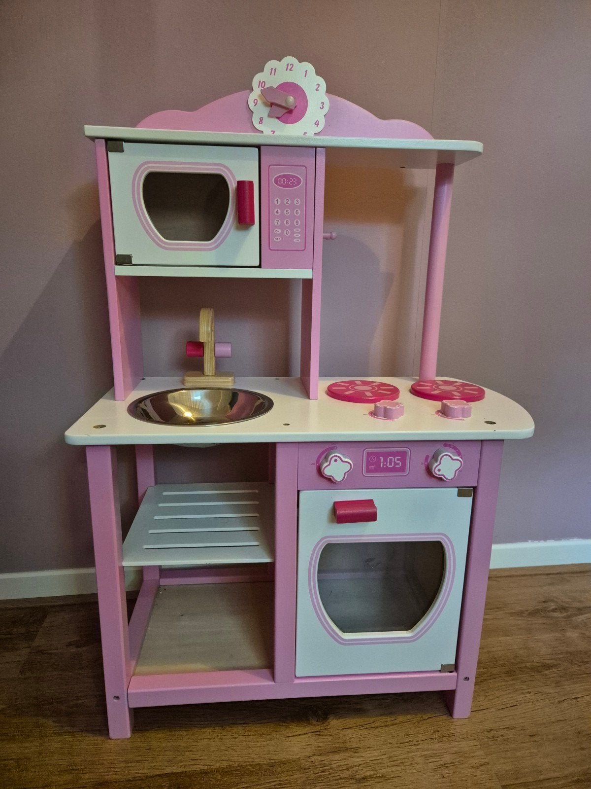 Houten speelkeuken met uitgebreide accessoires set, Kinderen en Baby's, Speelgoed | Speelkeukens, Ophalen, Gebruikt, Hout, Speelkeuken