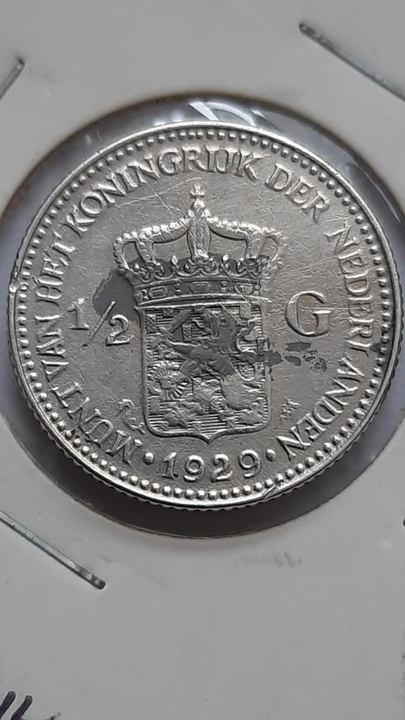 Nederland ½ gulden 1929 (Zilver), Postzegels en Munten, Munten | Nederland, Ophalen of Verzenden, ½ gulden, Losse munt, Zilver