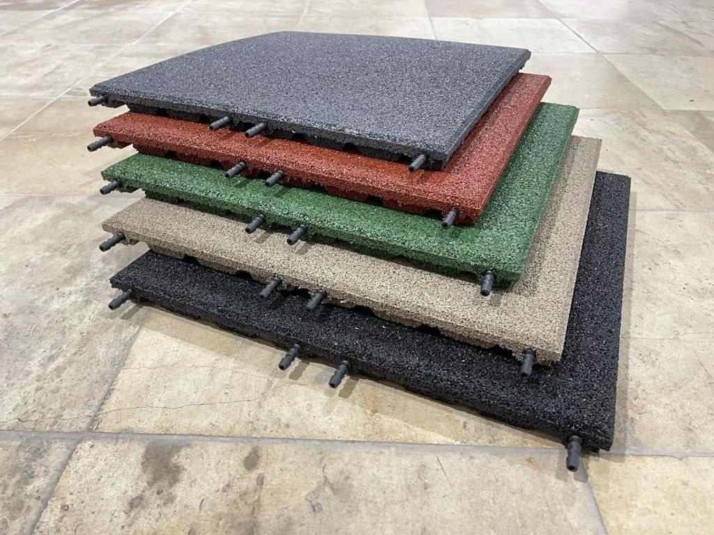 RUBBER TEGELS 500x500x30 pen gat verbinding terras tuin spel, Ophalen of Verzenden, Nieuw