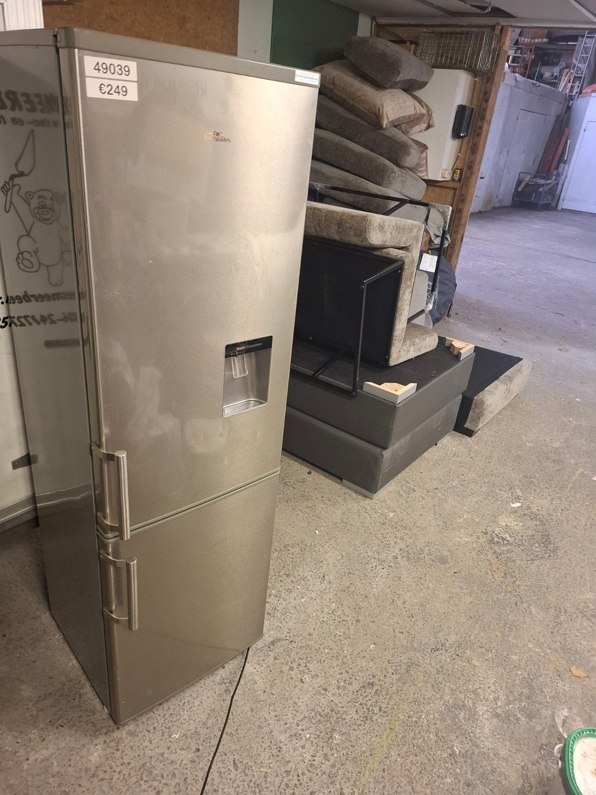 Everglades Koelkast met Vriezer en Waterdispenser, Witgoed en Apparatuur, Koelkasten en IJskasten, Ophalen, Gebruikt, 200 liter of meer