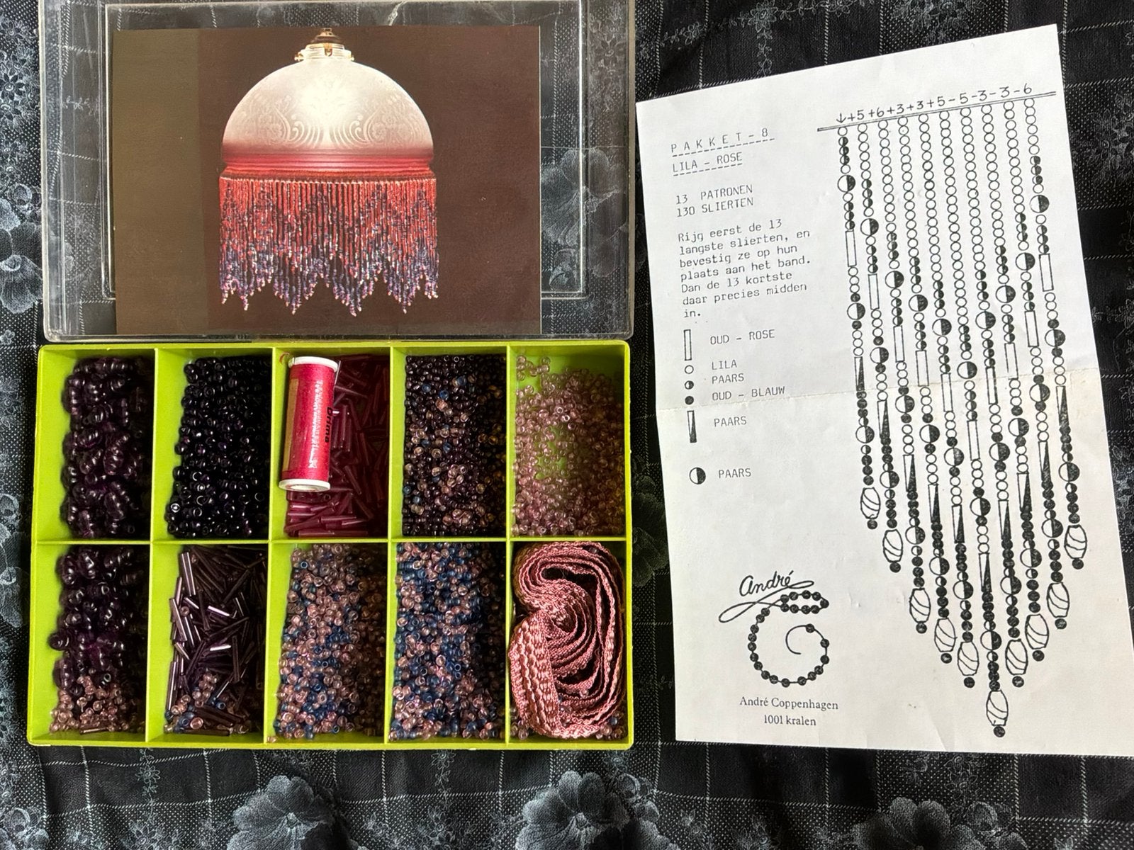 Glazen roze jugendstil hanglamp geëtst met kralen, Huis en Inrichting, Lampen | Hanglampen, Nieuw, Glas, Jugenstil Art Nouveau geëtst glas met kralen doe het zelf