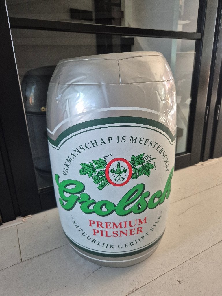 Te koop: opblaasbaar Grolsch bier blikje, mancave, cadeau, Verzamelen, Biermerken, Ophalen of Verzenden, Nieuw, Overige typen