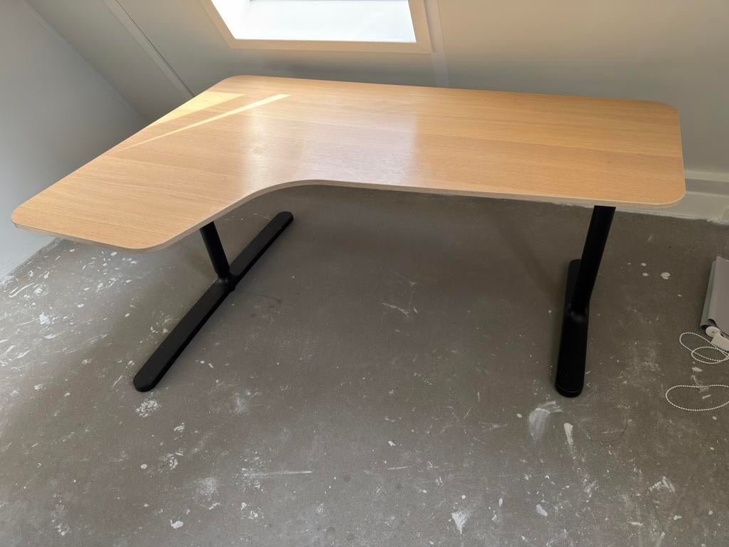 IKEA BEKANT hoekbureau verstelbaar - eiken/zwart 160x110, Ophalen, Zwart, 160 cm, Hoekbureau