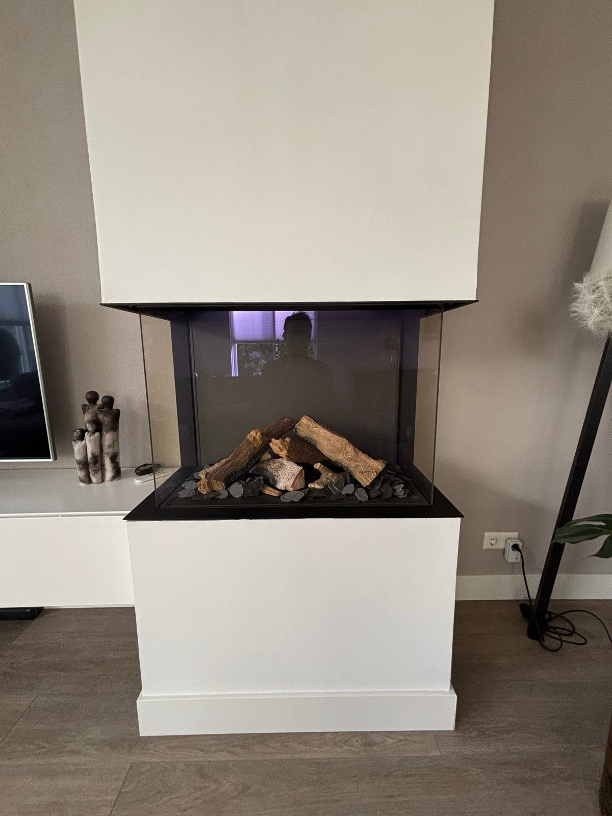 Moderne Gashaard met Afstandsbediening en Houtblokken, Ophalen, Gebruikt, Inbouwhaard, Gashaard