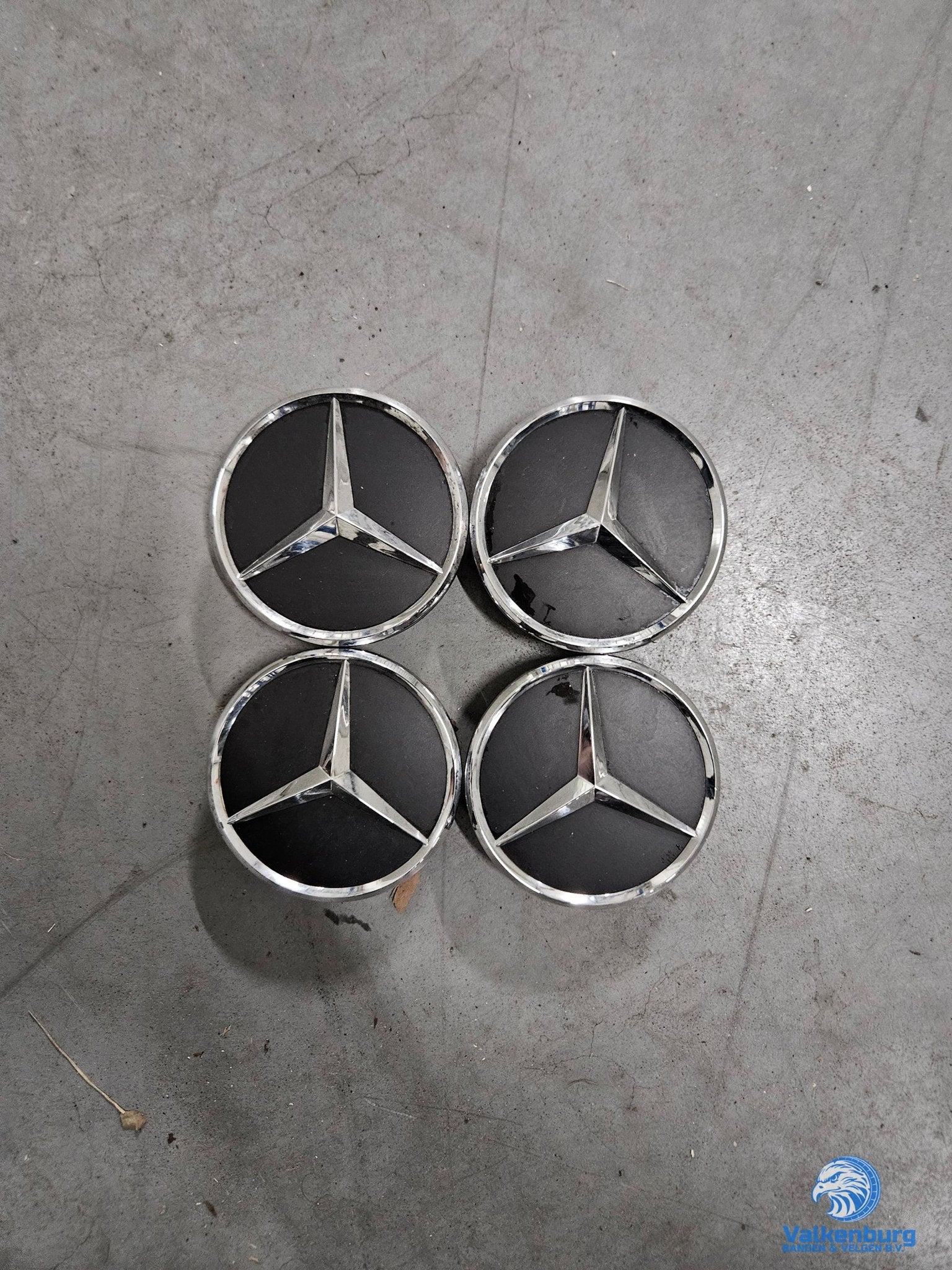 ORIGINELE Mercedes Benz naafkap naafdop set matzwart chroom, Gebruikt, -, Verzenden, -