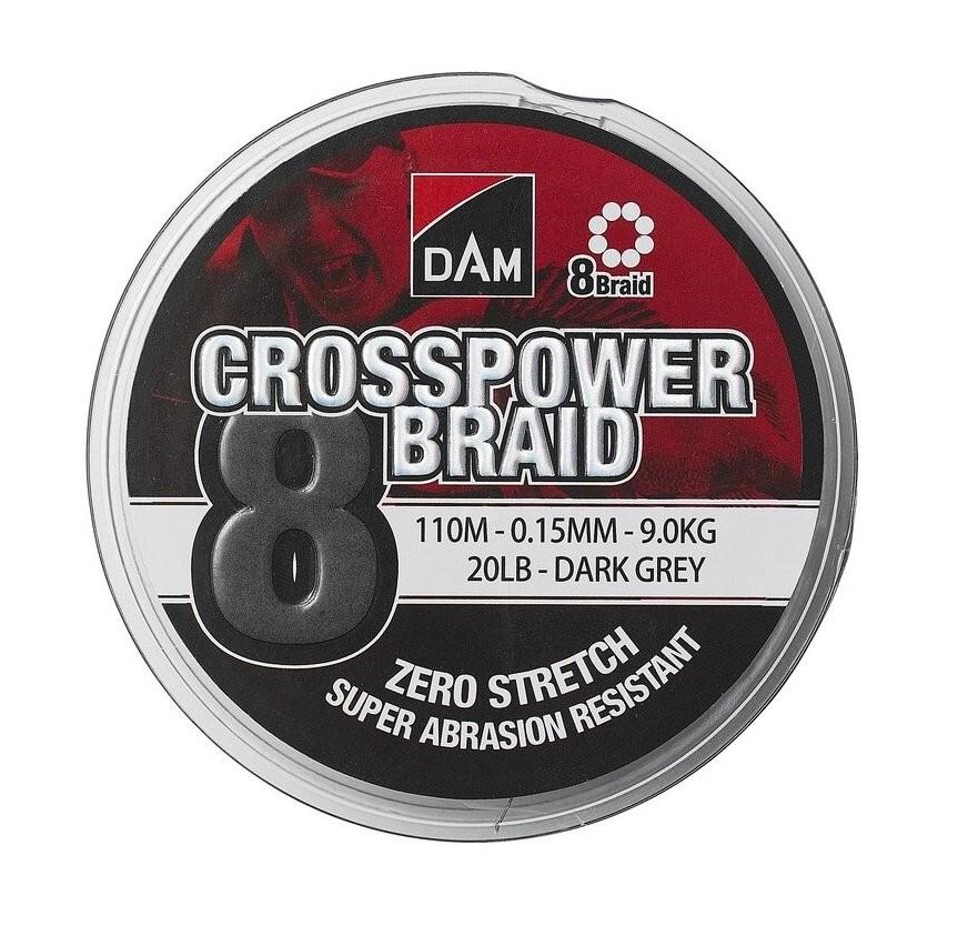 Dam Crosspower 8 Braid Dark Grey 300m 10/00-15/00 en 17/00, Watersport en Boten, Www.dobberwinkel.nl, Nieuw, Ophalen of Verzenden