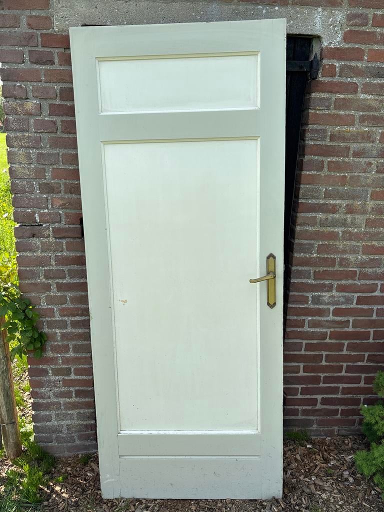 Authentieke opdekdeur 82x201 cm, rechtsdraaiend, Ophalen, Gebruikt, 80 tot 100 cm, Binnendeur
