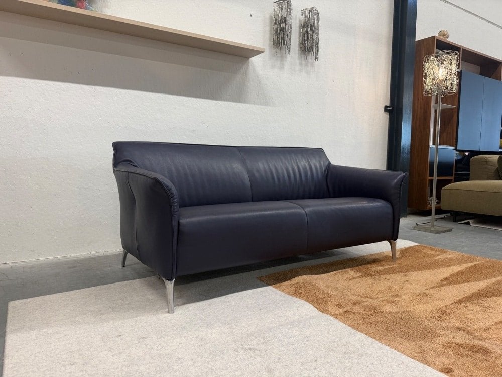 Leolux Mayon 2 Zits Bank Senso Indigo Leer 148, Info@leolux.nl, Tweepersoons, Ophalen of Verzenden, Rechte bank
