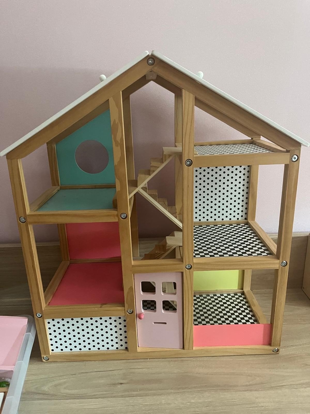 HEMA houten Poppenhuis met meubels, Little Dutch & Petit Amé, Ophalen, Zo goed als nieuw, Poppenhuis