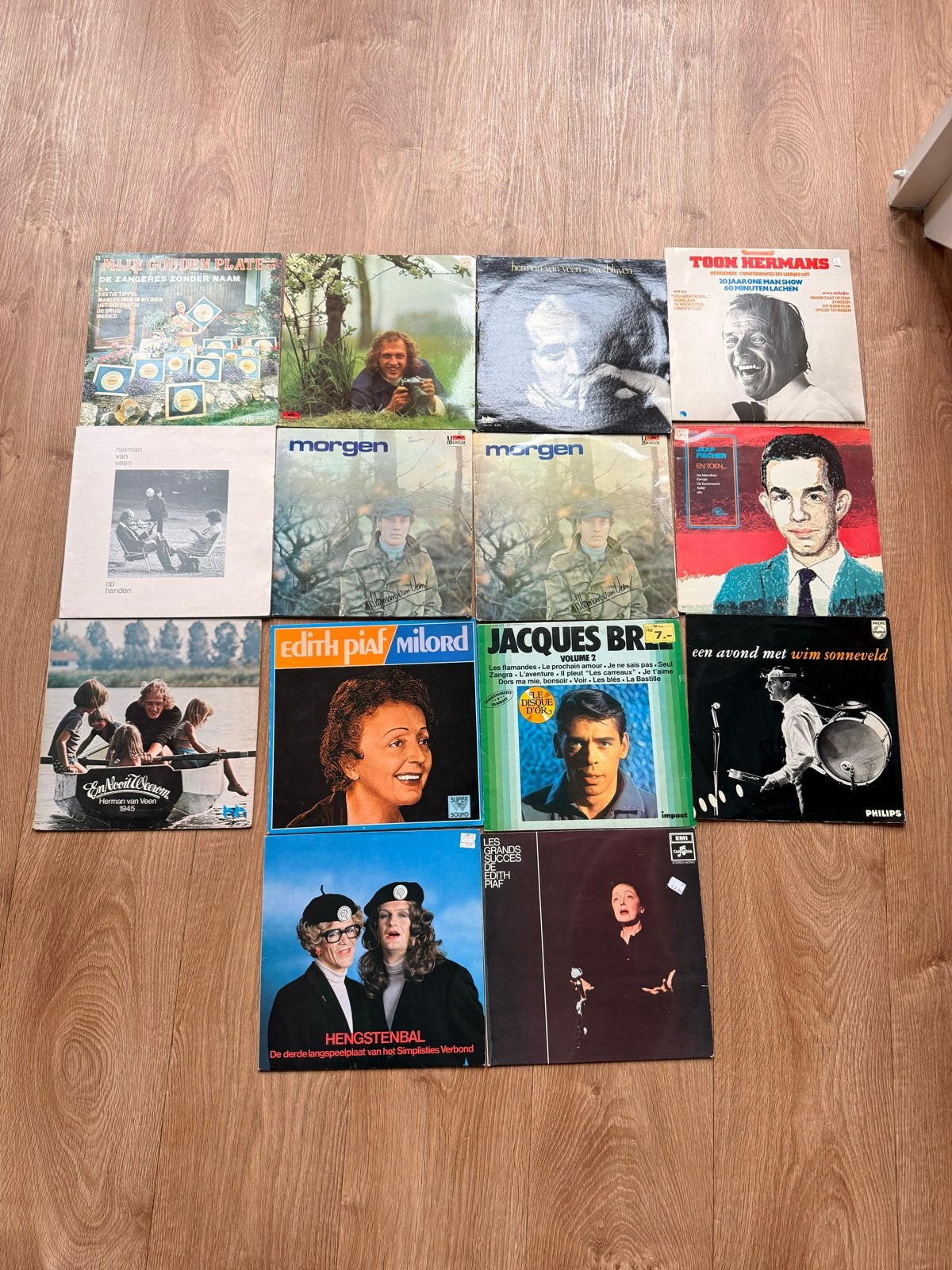 Diverse LP's: Toon Hermans, Edith Piaf, Jacques Brel en meer, Ophalen, Gebruikt, 12 inch