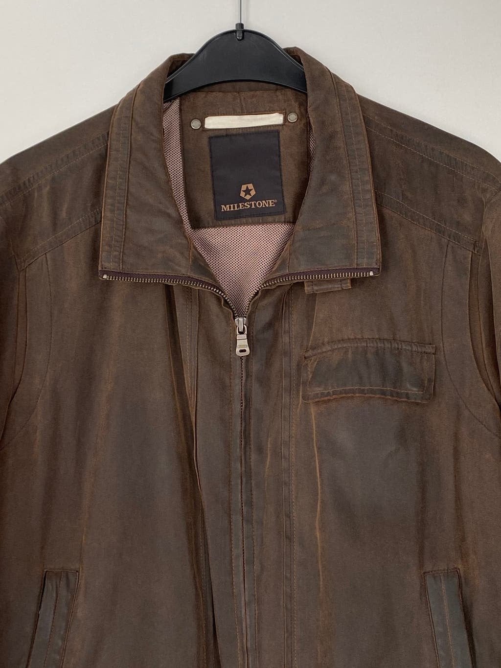 K333 Milestone maat L=42/44 jas jack tussenjas jacket bruin, Bruin, Milestone, Maat 42/44 (L), Ophalen of Verzenden