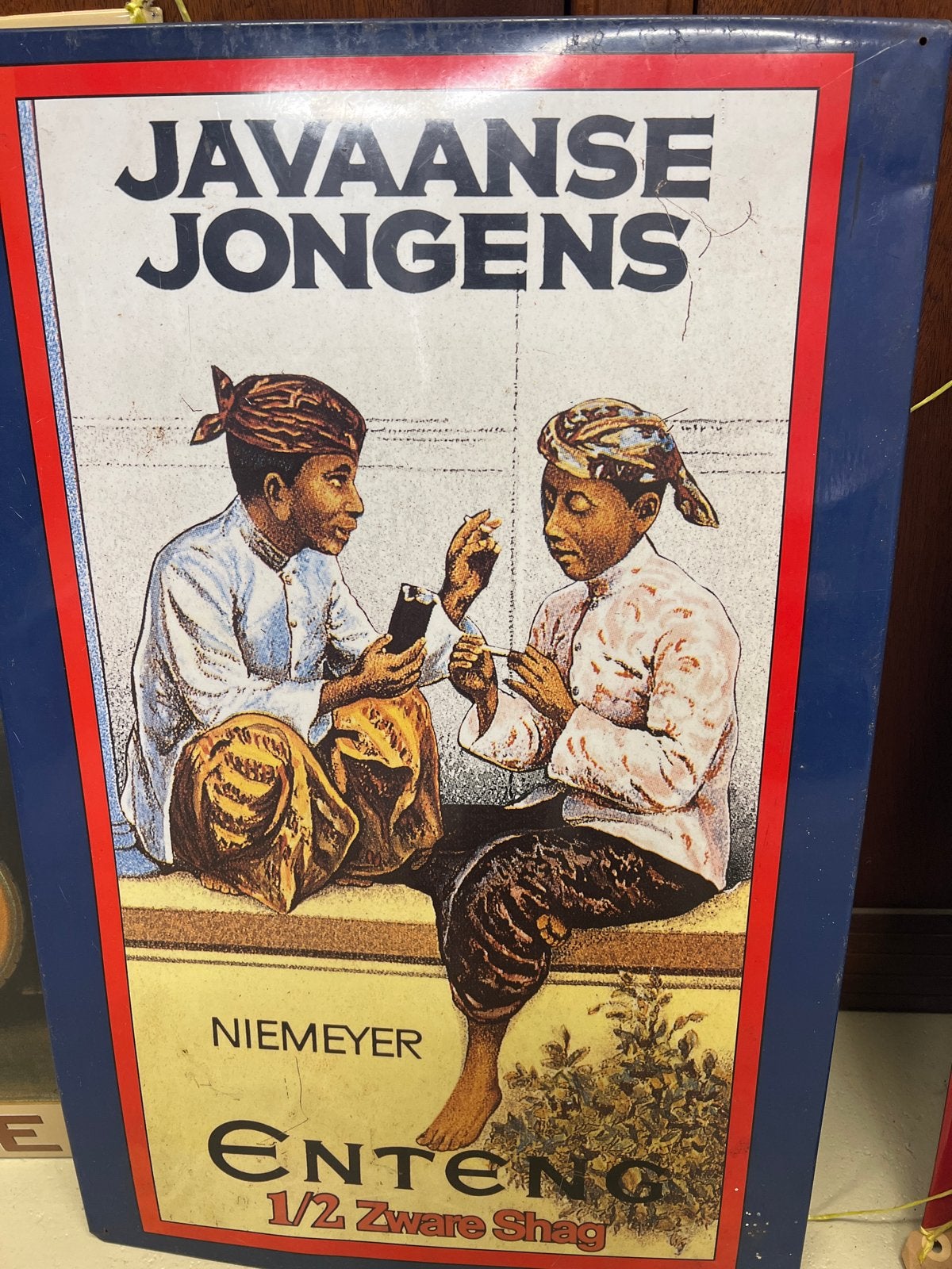 Vintage Javaanse Jongens Emaille Reclamebord, Ophalen of Verzenden