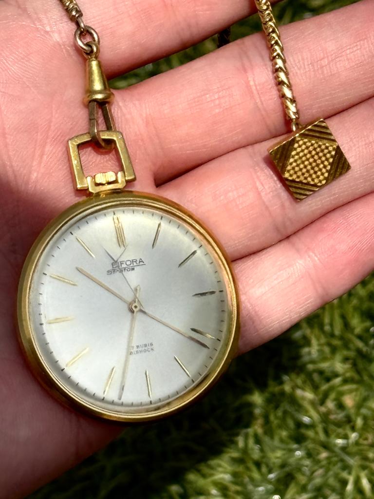 Bifora Stratos, Vintage hangerhorloge – 17 Rubis – Bishock, Overige merken, Zakhorloge, Staal, Met ketting