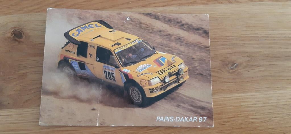 Parijs Dakar 1987  205 turbo kaart, Verzamelen, Ophalen of Verzenden, 1980 tot heden, Ongelopen, Voertuig